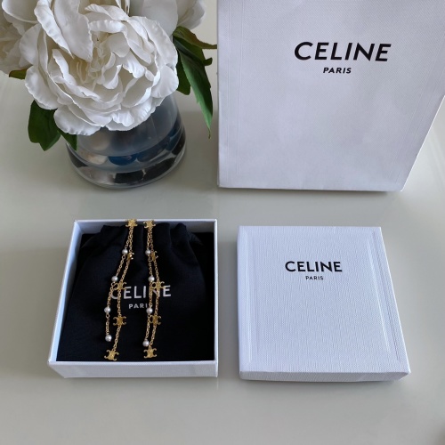 Celine Triomphe Pearl Drop Earrings Gold Finish Brass and Pearl 1 Celine Triomphe Pearl Drop Earrings Gold Finish Brass and Pearl