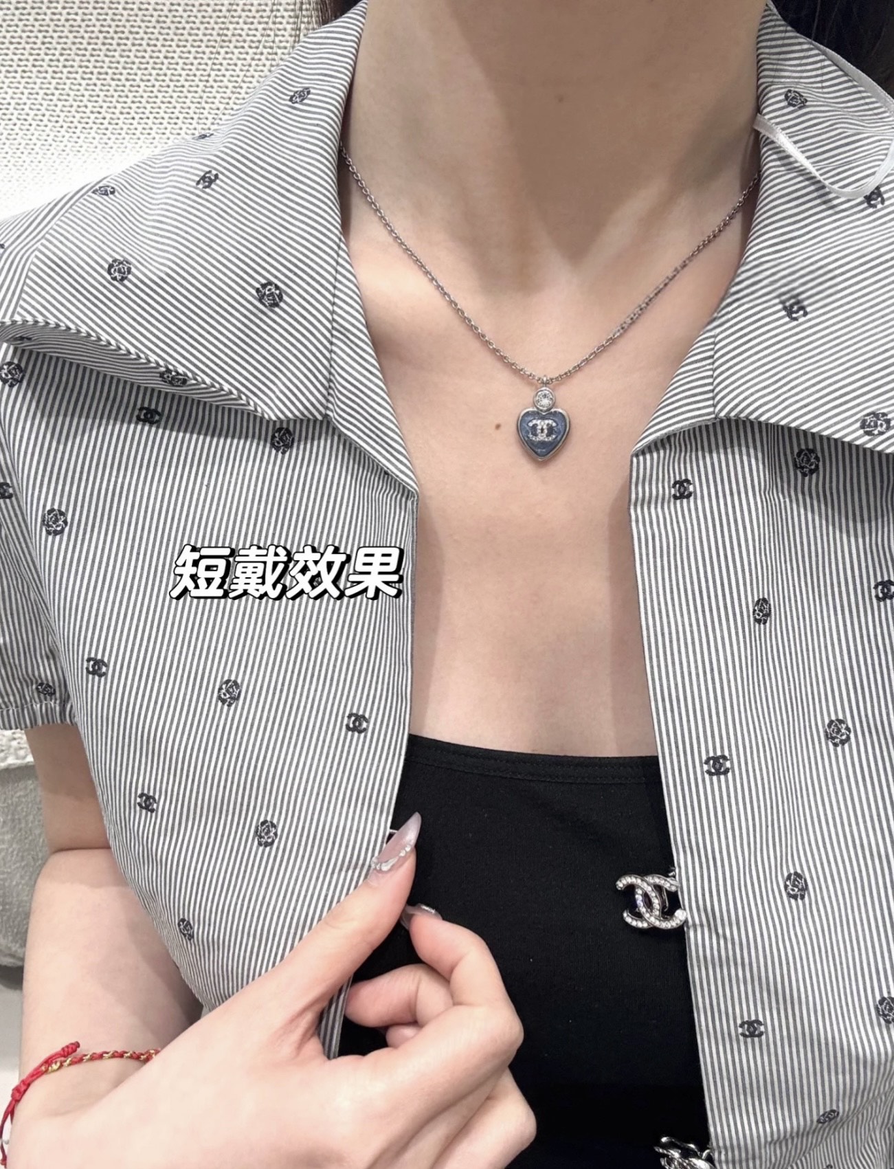  高品质 细节如图 【香 蓝/粉水钻爱心项链】长度🉑调节❗️🥳知道这系列美，没想到美的出众🤩🤩可可爱爱的