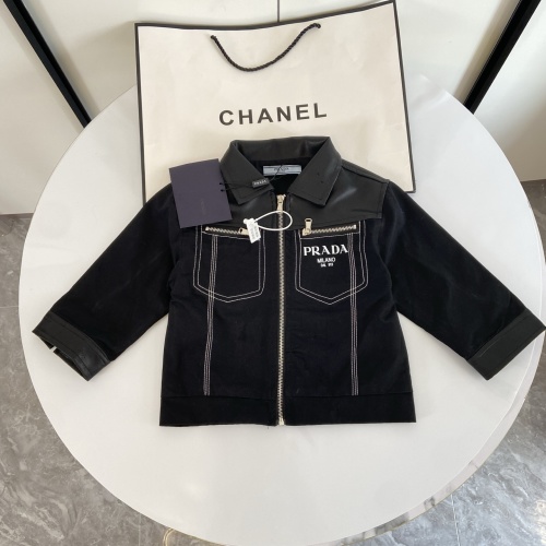 Prada Black Leather-Trimmed Zip Jacket, Stylish & Versatile Outfit, Size 100-140 1 Prada Black Leather-Trimmed Zip Jacket, Stylish & Versatile Outfit, Size 100-140