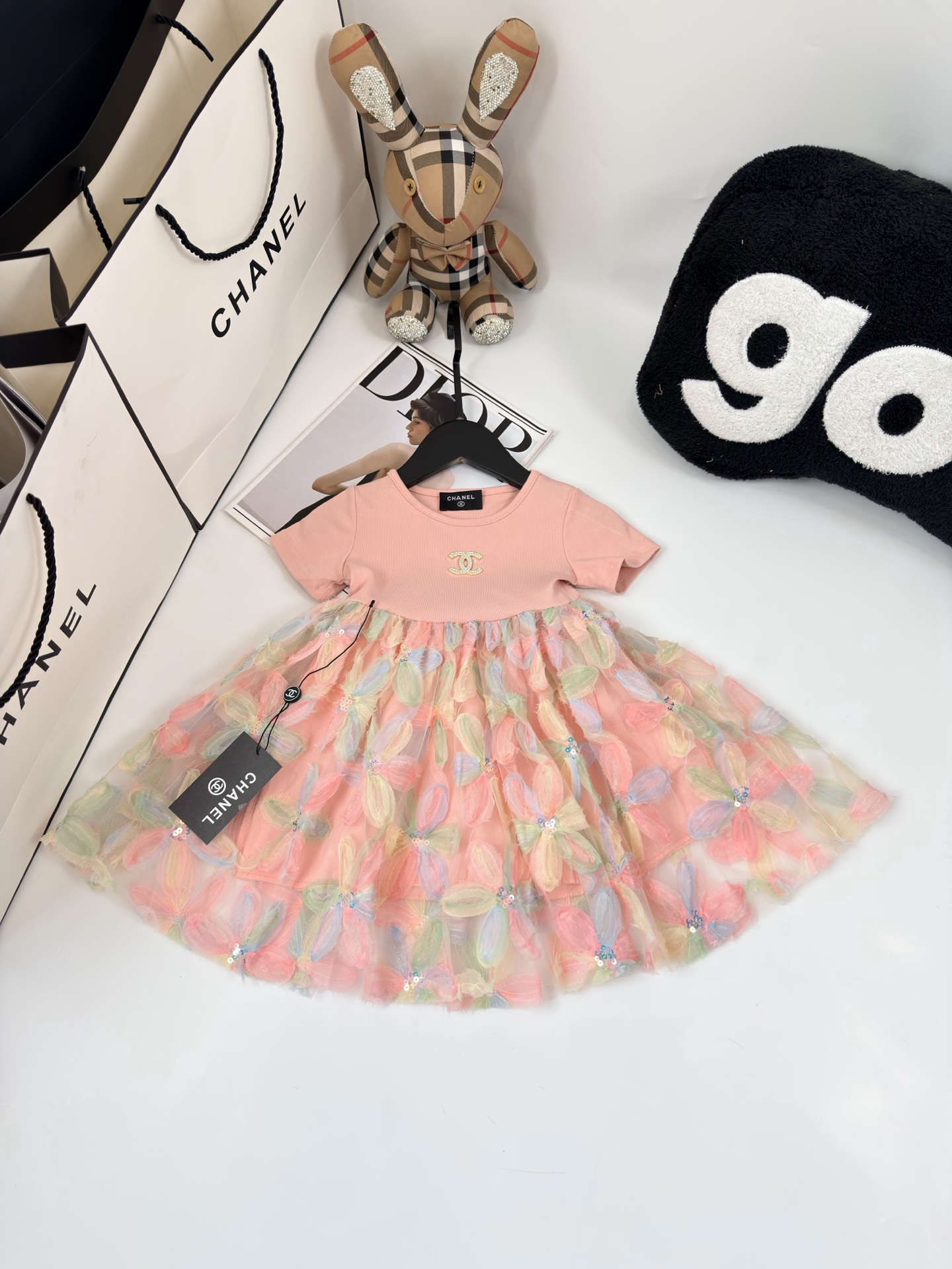 Sin menos @95 disparo exclusivo 💗CHANEL/Chanel algodón puro vestido de flores tridimensionales con costuras súper boni…
