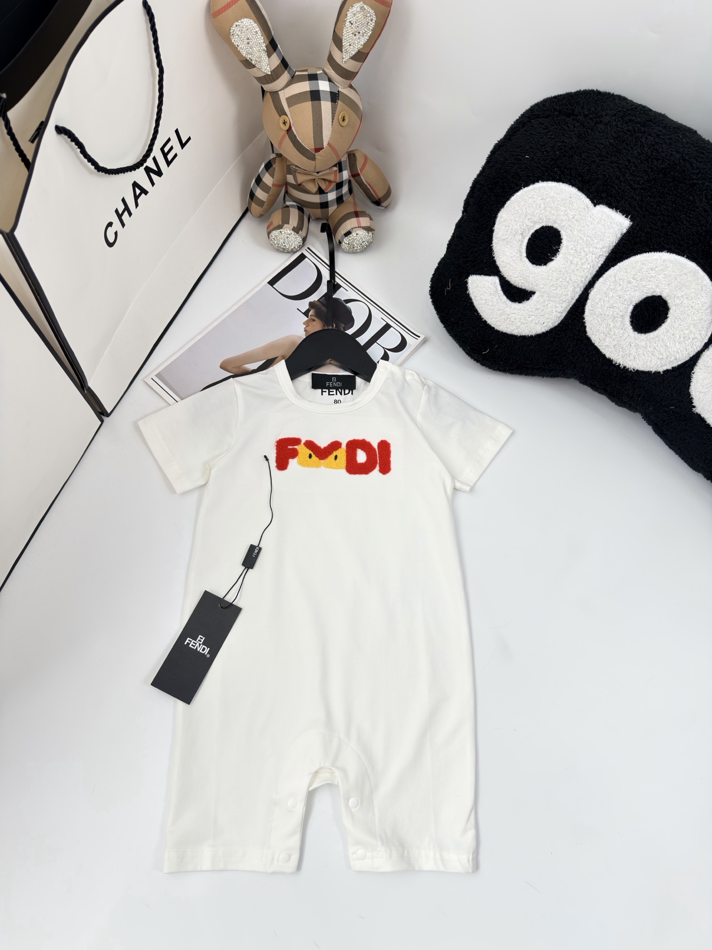 Sin menos @75 Exclusivo foto real💗Fendi mono de algodón puro para bebé, tallas: 73-80-90-100cm