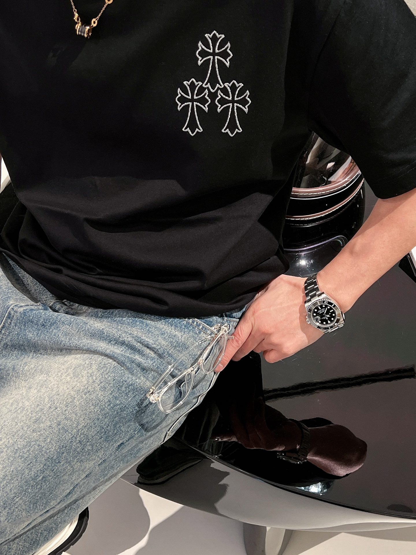 克罗心2024Ss最新款短袖T恤原标定制面料手感柔软穿着舒适做工精细.上身效果无敌帅气码数S-2xl