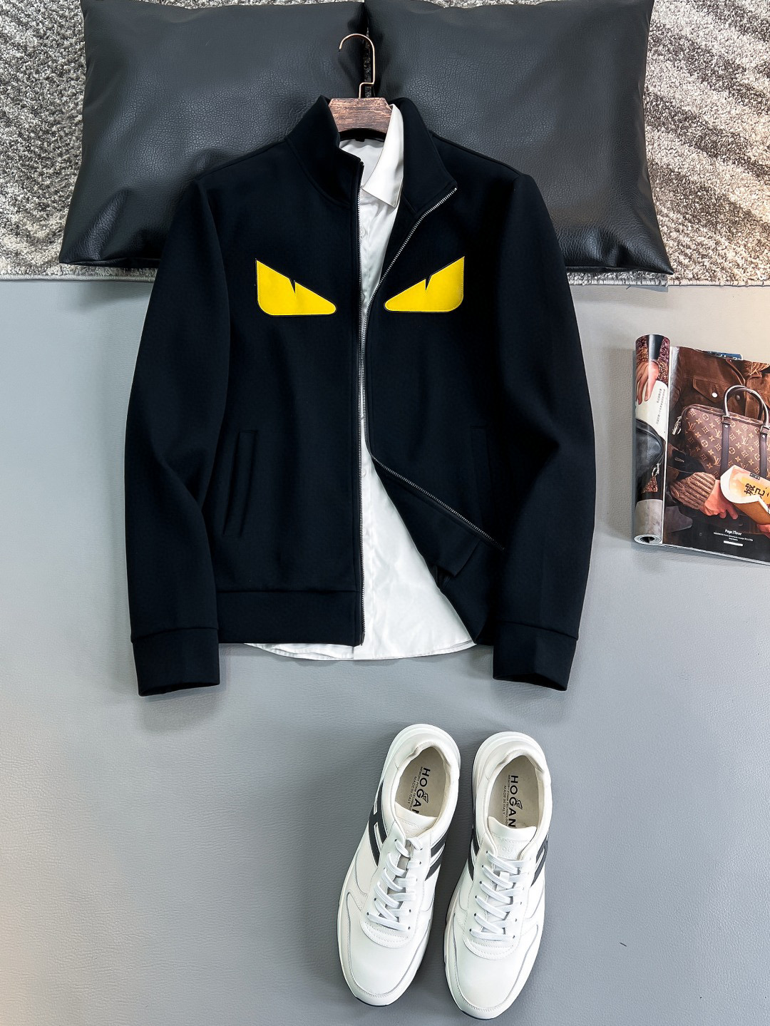  芬迪 2025早秋新款新款男士拉链卫衣套装卫裤、商务休闲款！！重在面料！婴儿肌肤般的柔滑！！客供定织料