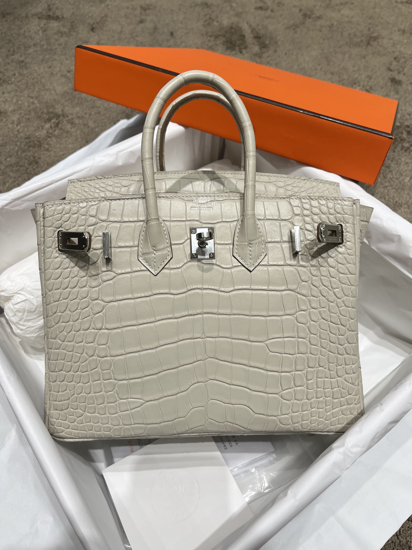 Hermes Birkin Sacs À Main Blanc Hardware en argent