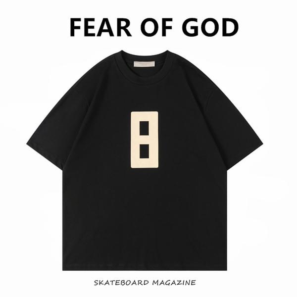 Fear of God T-shirt Noir avec Logo Géométrique pour Homme et Femme