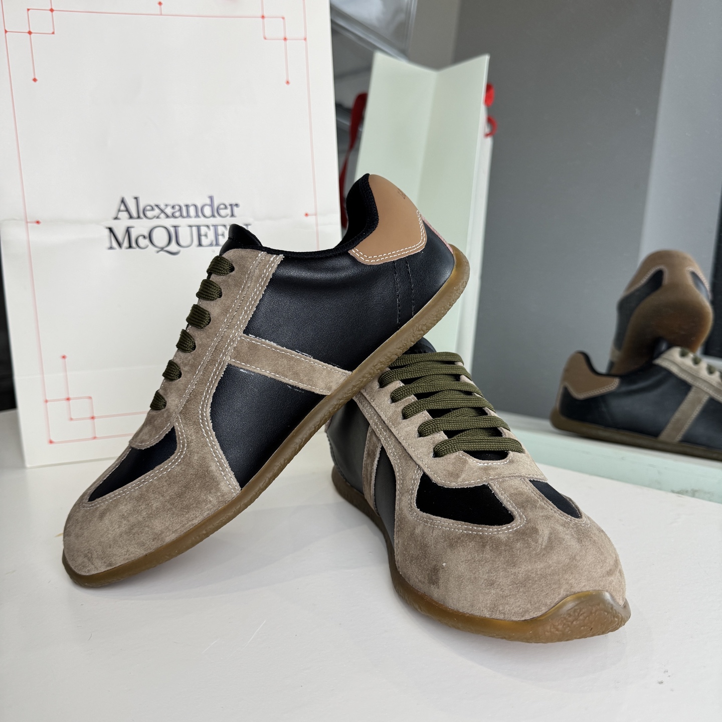 Alexander McQueen Two-Tone Suede Taper Trainer 
