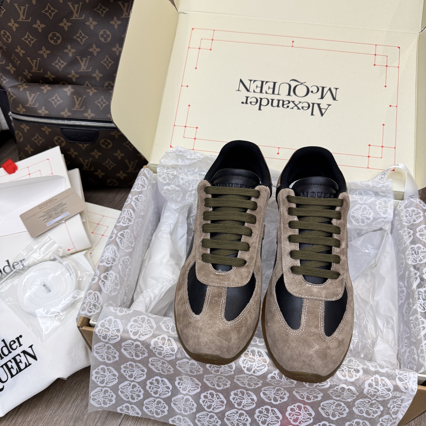 Alexander McQueen Two-Tone Suede Taper Trainer 