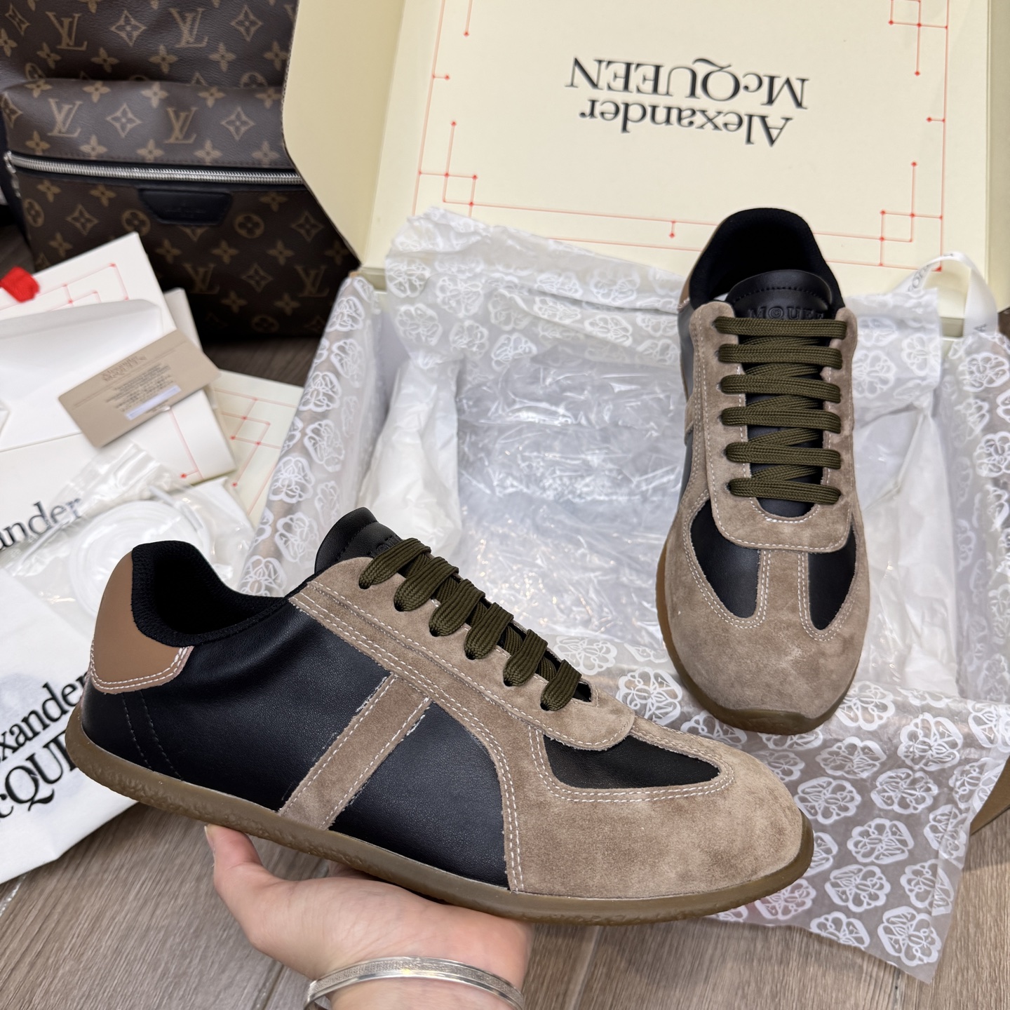 Alexander McQueen Two-Tone Suede Taper Trainer 