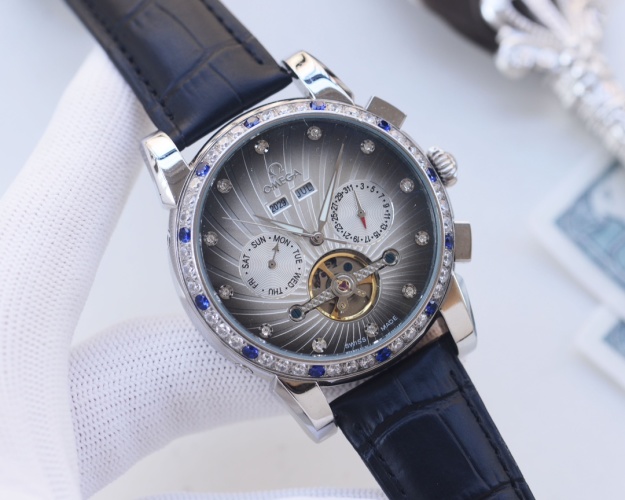 Omega Men's Automatic Mechanical Watch with Leather Band and Mineral Crystal 1 Omega Men's Automatic Mechanical Watch with Leather Band and Mineral Crystal