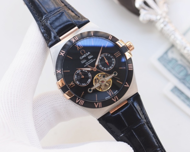 Omega Men's Automatic Mechanical Watch, Stainless Steel and Leather Band 1 Omega Men's Automatic Mechanical Watch, Stainless Steel and Leather Band