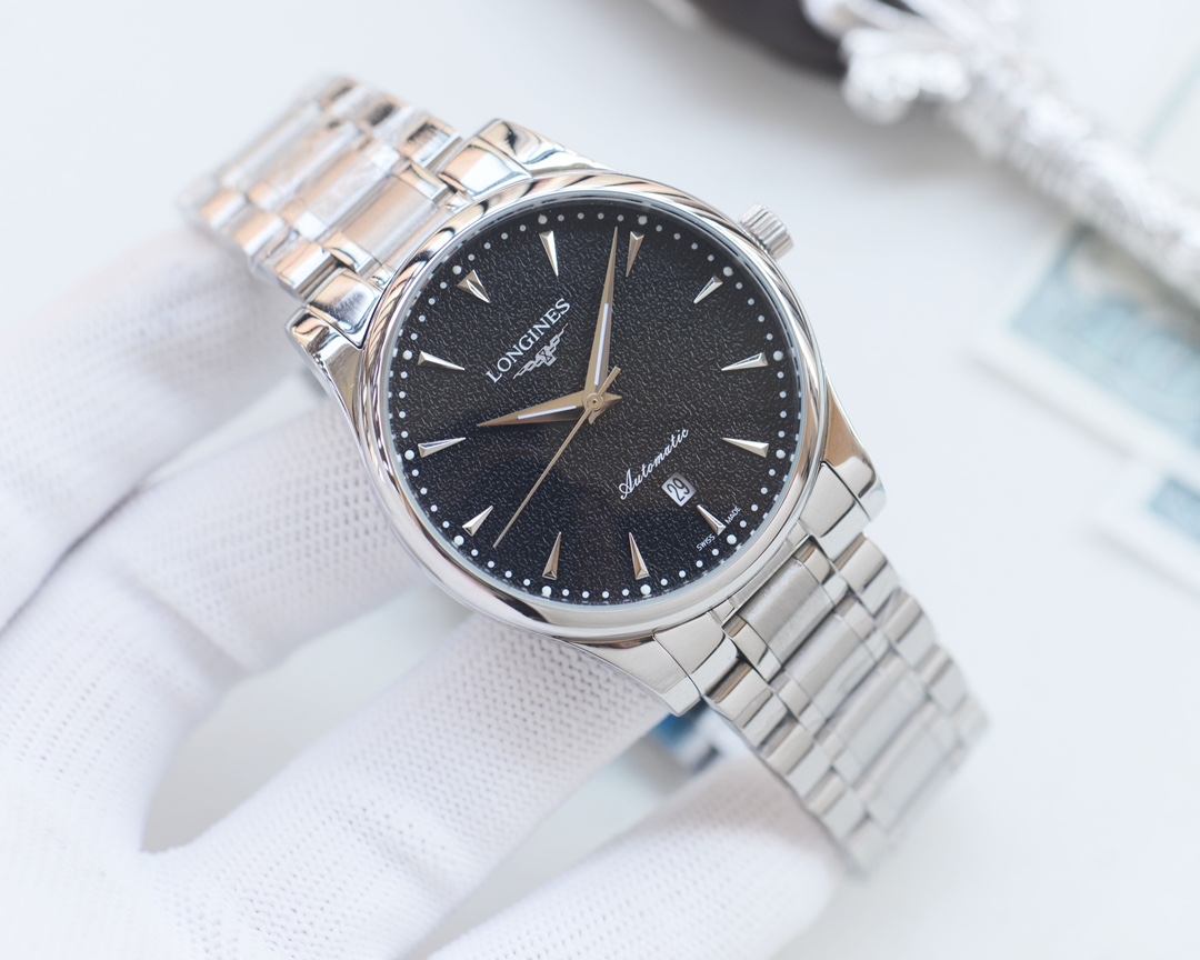 Longines Master Collection silver case, silver bracelet, dark blue dial 38.5mm Men's Automatic