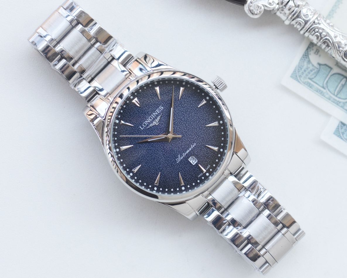 Longines Master Collection silver case, silver bracelet, dark blue dial 38.5mm Men's Automatic