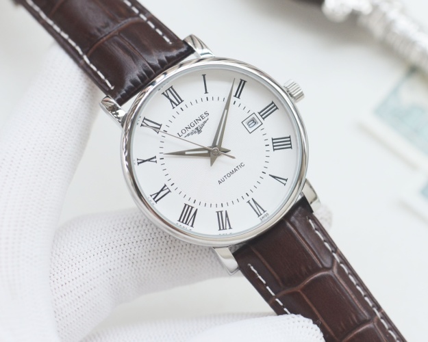 Longines Men's Elegant Automatic Watch, Brown Leather Strap, Silver Case 1 Longines Men's Elegant Automatic Watch, Brown Leather Strap, Silver Case