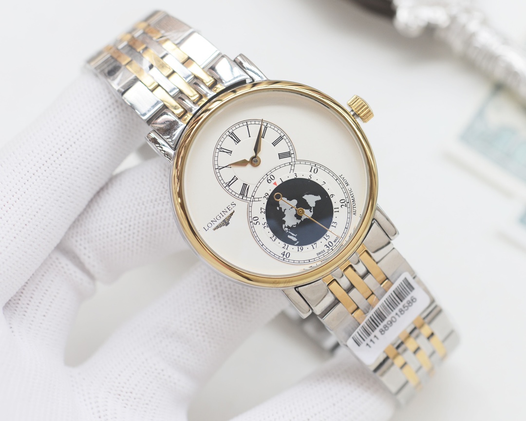 Longines La Grande Classique de Longines Moonphase silver case bezel and bracelet, white dial 34mm Unisex Quartz