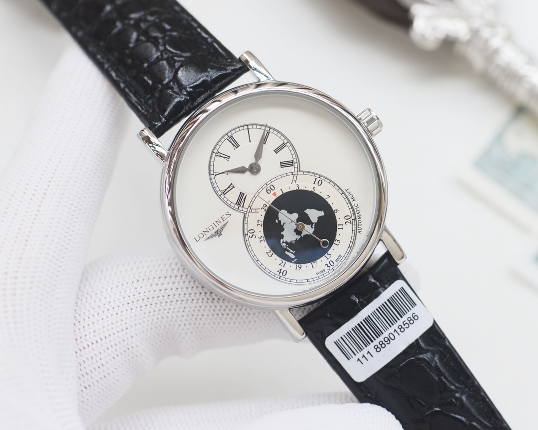 Longines La Grande Classique de Longines Moonphase silver case bezel and bracelet, white dial 34mm Unisex Quartz