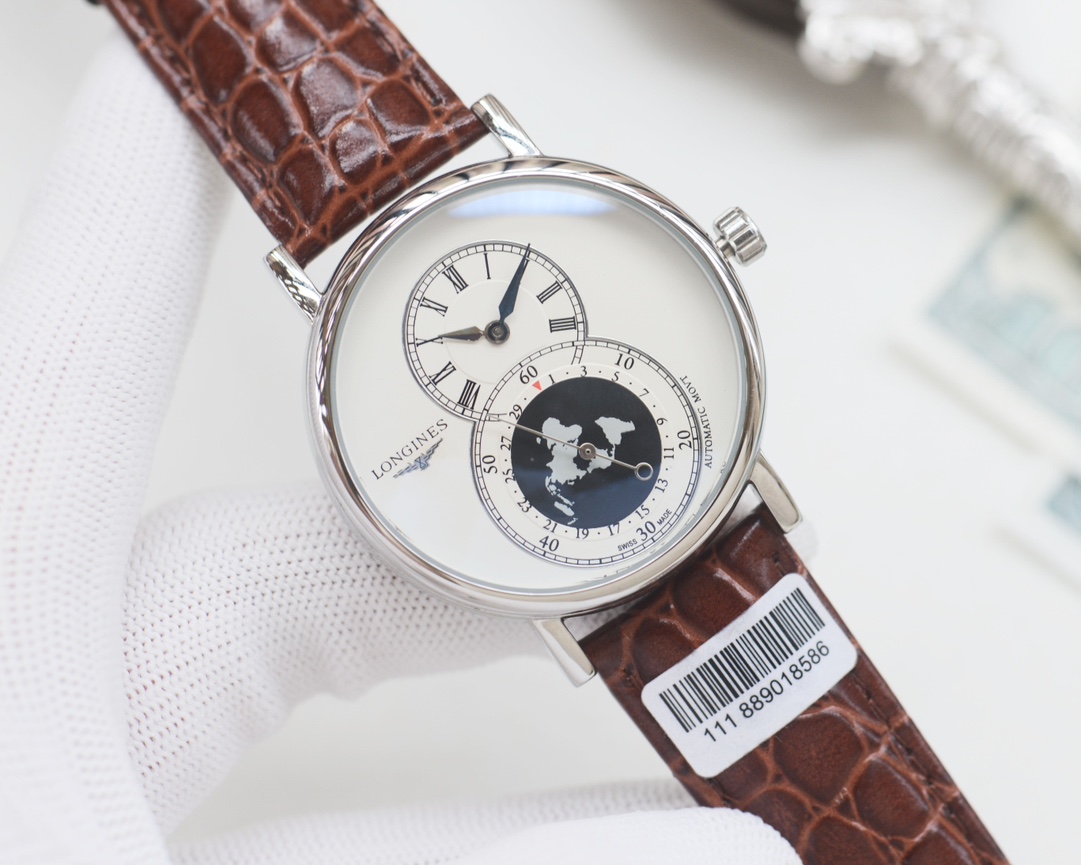 Longines La Grande Classique de Longines Moonphase silver case bezel and bracelet, white dial 34mm Unisex Quartz