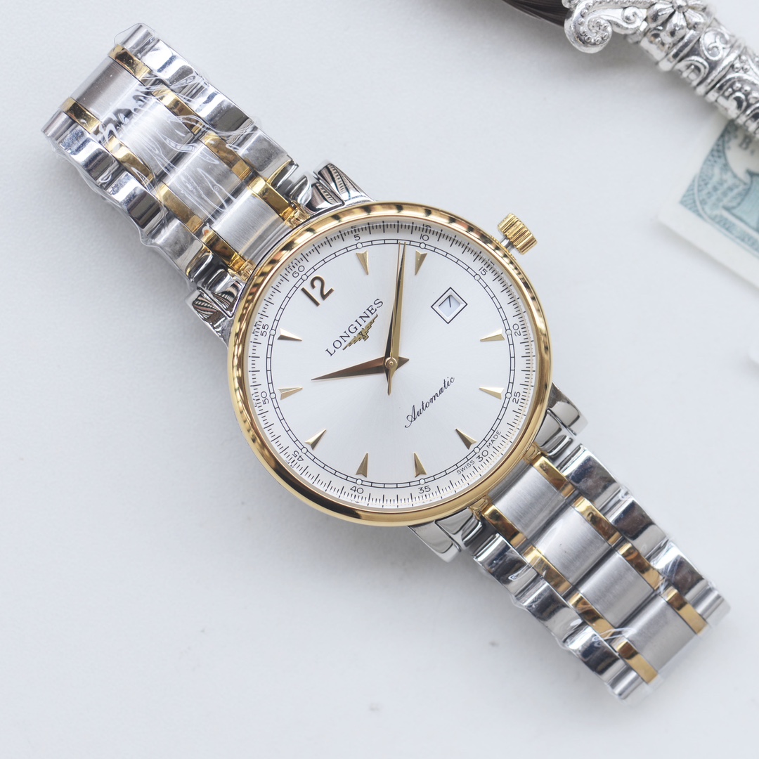 Longines Master Collection silver case, silver bezel, white dial, silver bracelet 38.5mm Men's Automatic