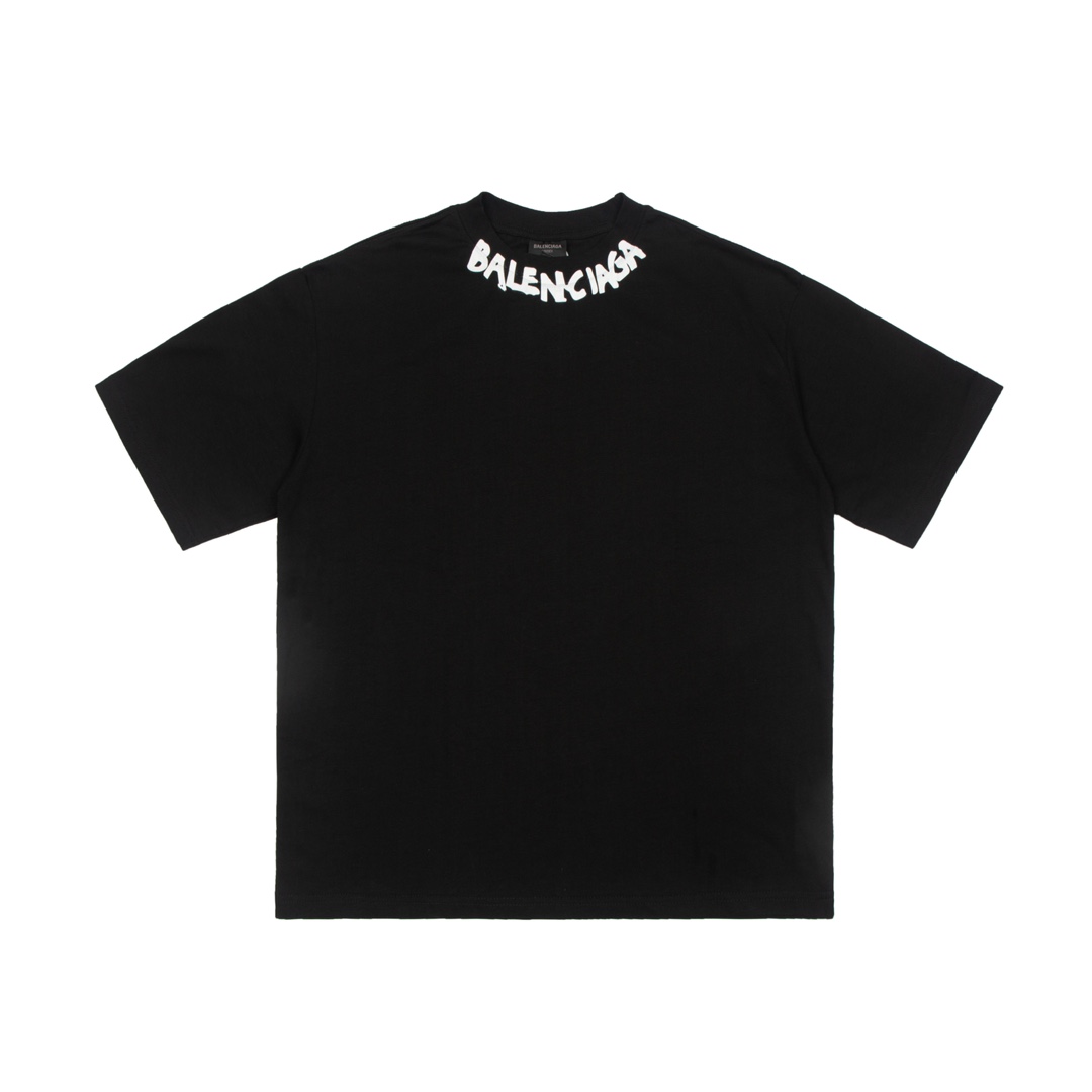Balenciaga Clothing T-Shirt Black White Printing Unisex Spring/Summer Collection Short Sleeve