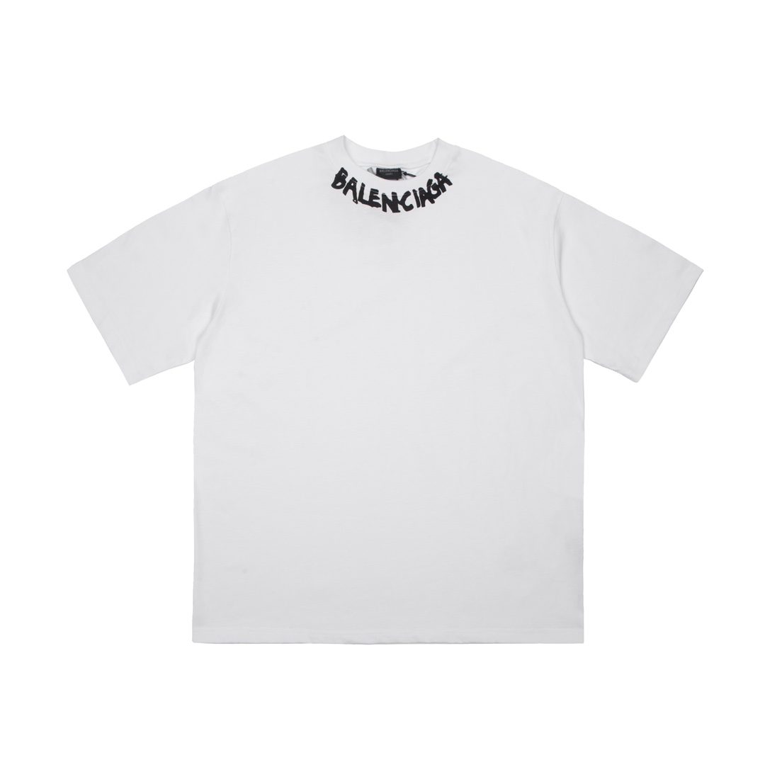 Balenciaga High
 Clothing T-Shirt Black White Printing Unisex Spring/Summer Collection Short Sleeve