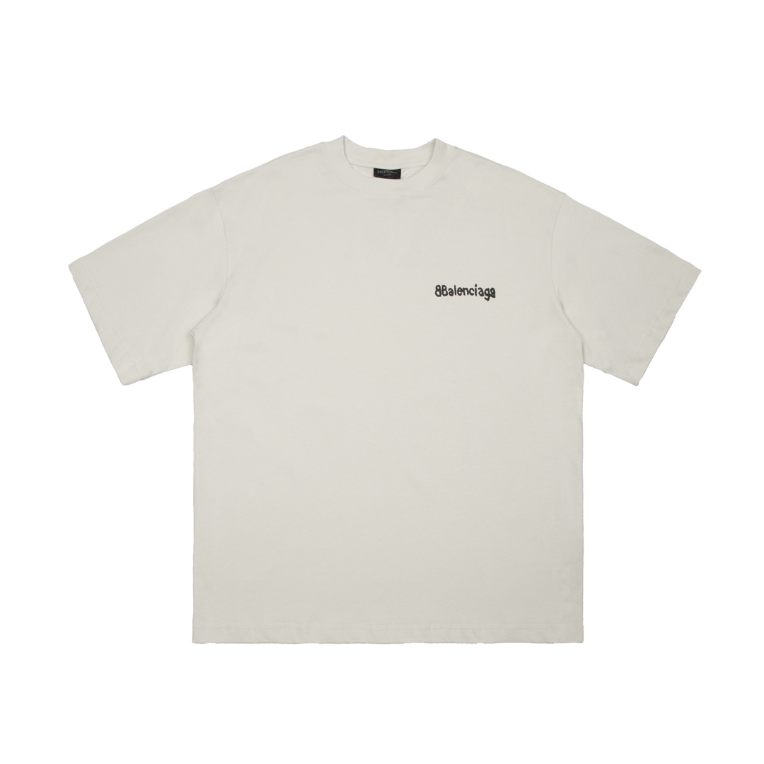 Balenciaga Clothing T-Shirt Black Grey Stone Gray Printing Unisex Spring/Summer Collection Short Sleeve