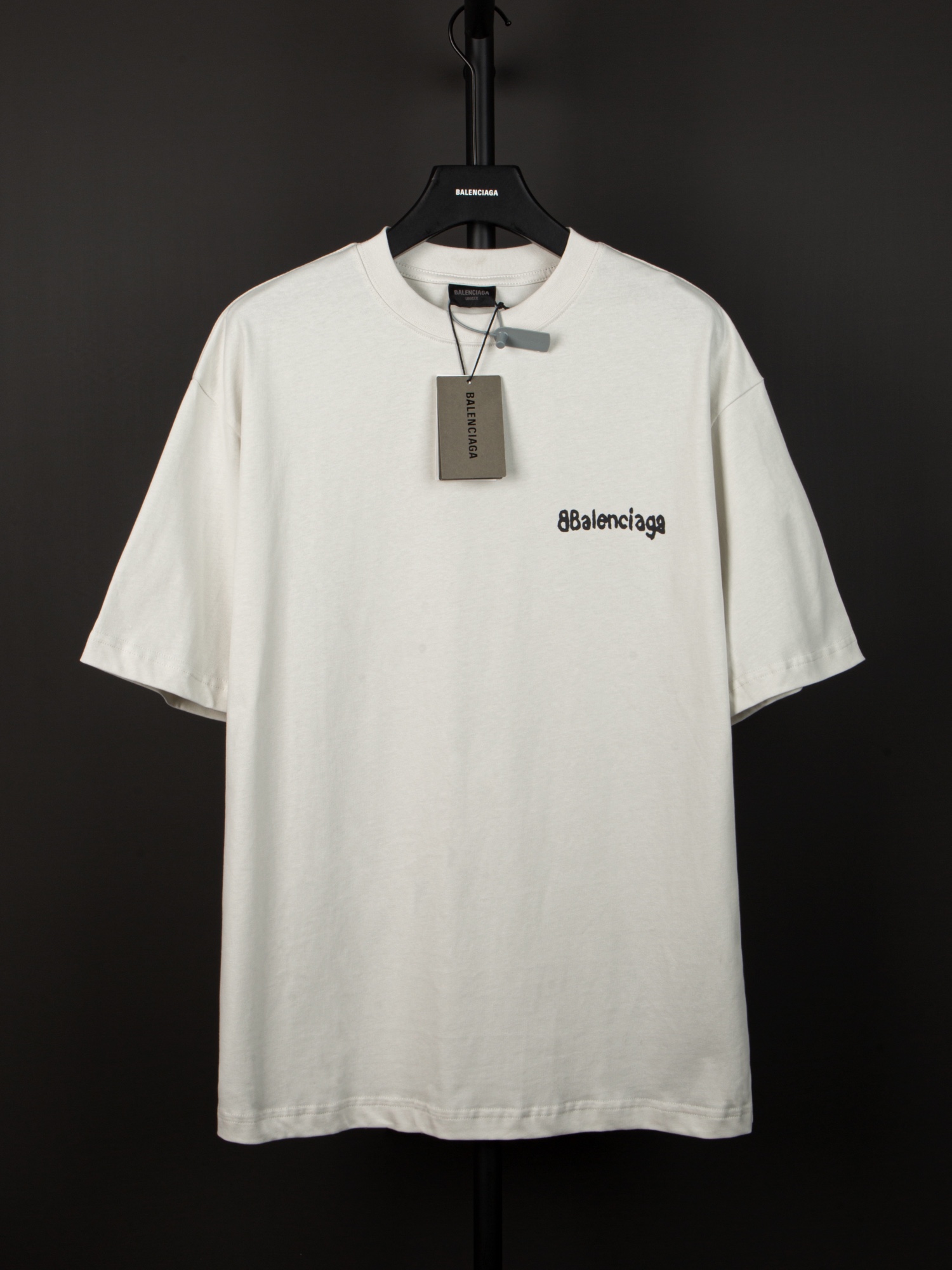 Balenciaga Ontwerper
 Kleding T-Shirt Online winkel
 Zwart Grijs Steengrijs Afdrukken Unisex Lente/Zomercollectie Korte mouw
