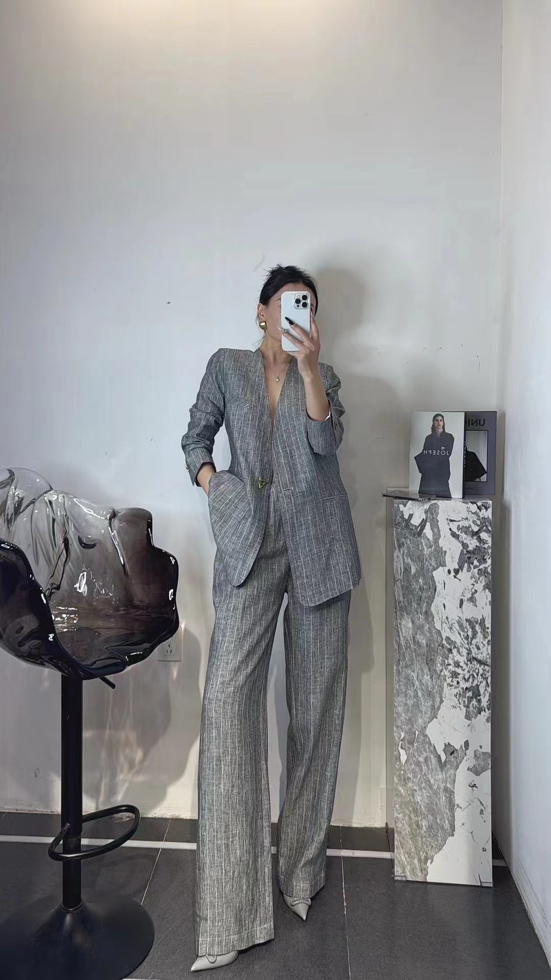 Luxury Women’s Suit Set with Old Money Flow Pattern, Large-Legged Pants – High-End Quality - 图片 3