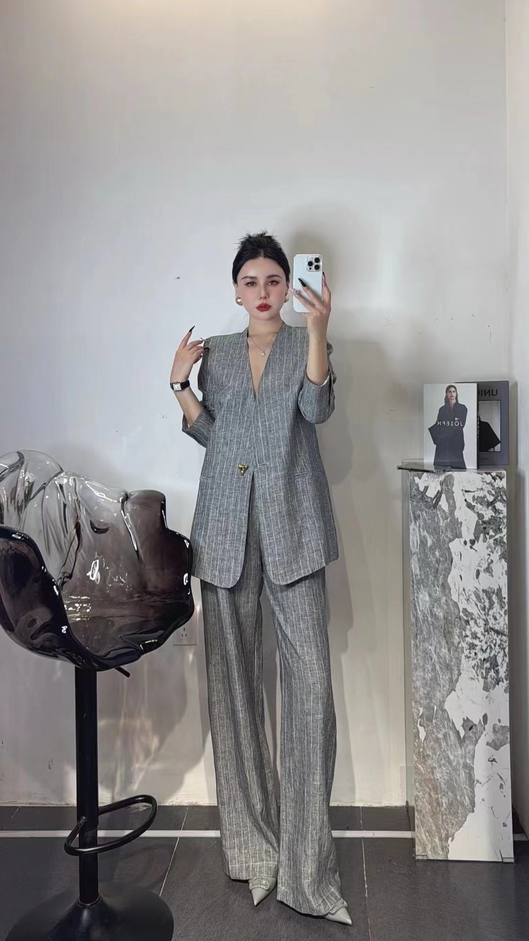 Luxury Women’s Suit Set with Old Money Flow Pattern, Large-Legged Pants – High-End Quality - 图片 5