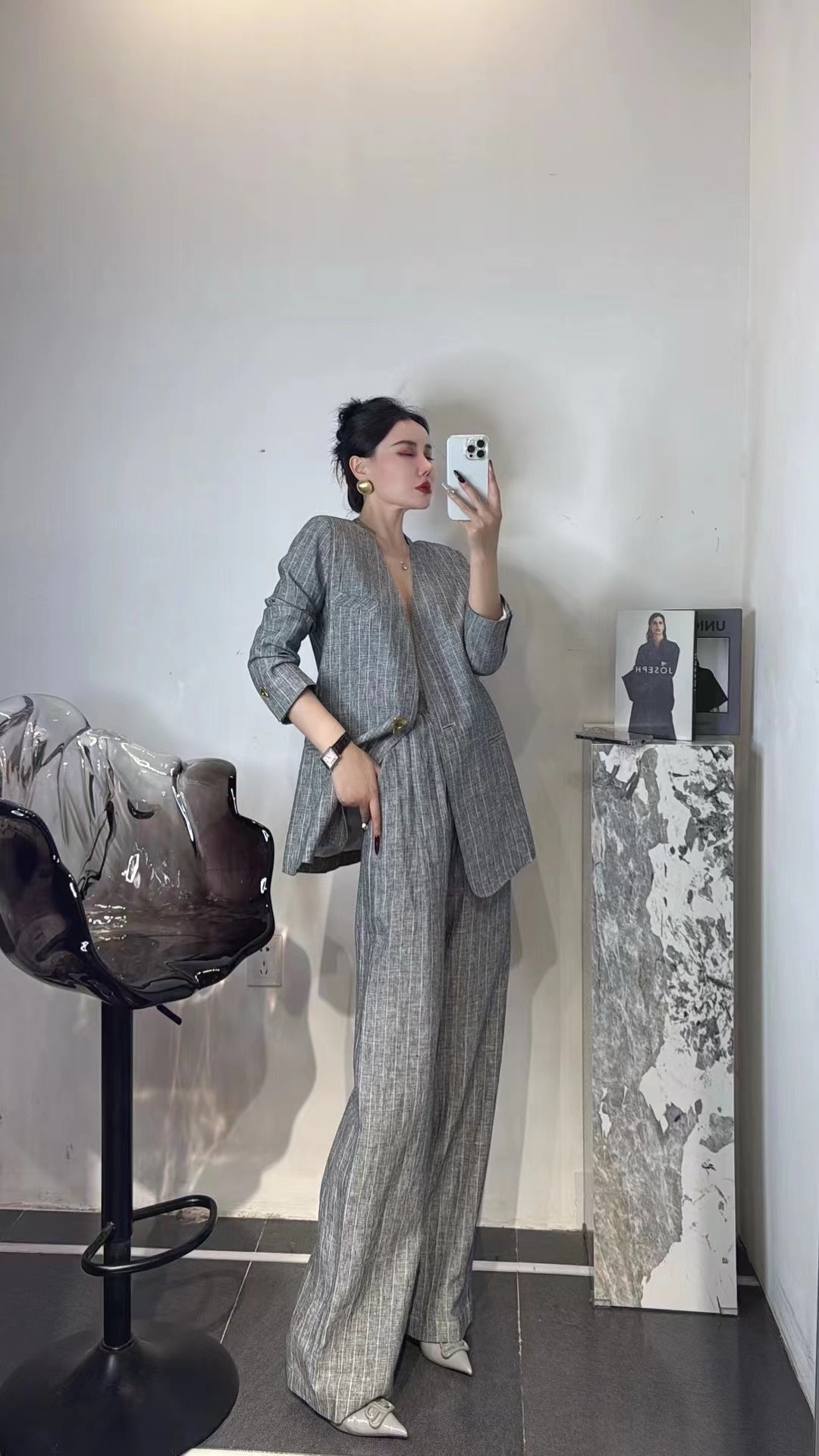 Luxury Women’s Suit Set with Old Money Flow Pattern, Large-Legged Pants – High-End Quality - 图片 4