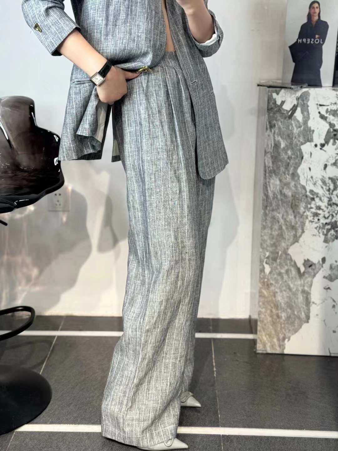 Luxury Women’s Suit Set with Old Money Flow Pattern, Large-Legged Pants – High-End Quality - 图片 7
