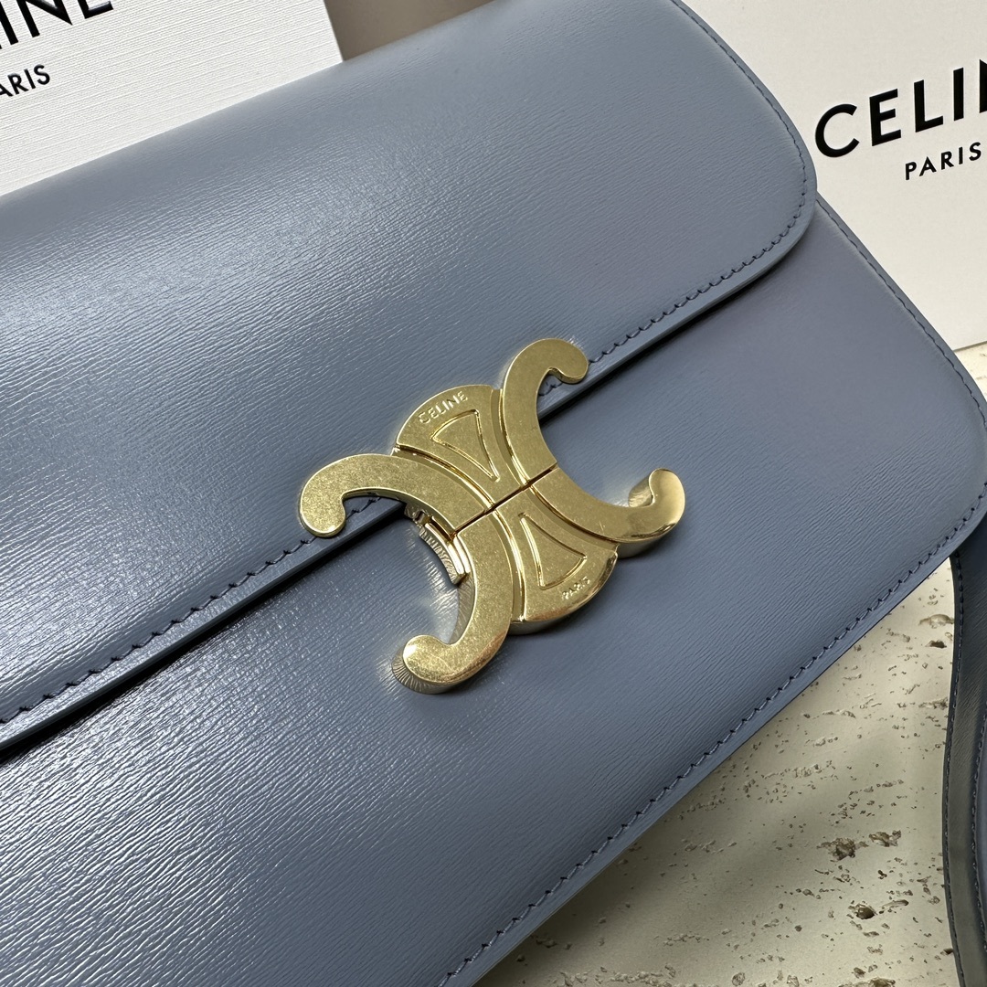 CETRIOMPHE中号手搓纹小牛皮肩背包9X6X3英寸22X16.5X7厘米100%小牛皮金色金属件1