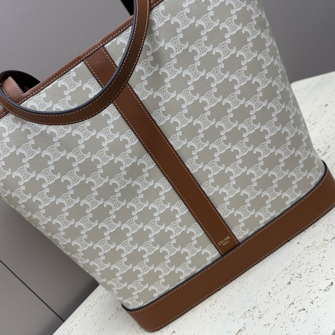 CABAS中号标志印花牛皮革手袋黄褐色12X12X6英寸31.5X31.5X16厘米本款型可装下普通屏幕