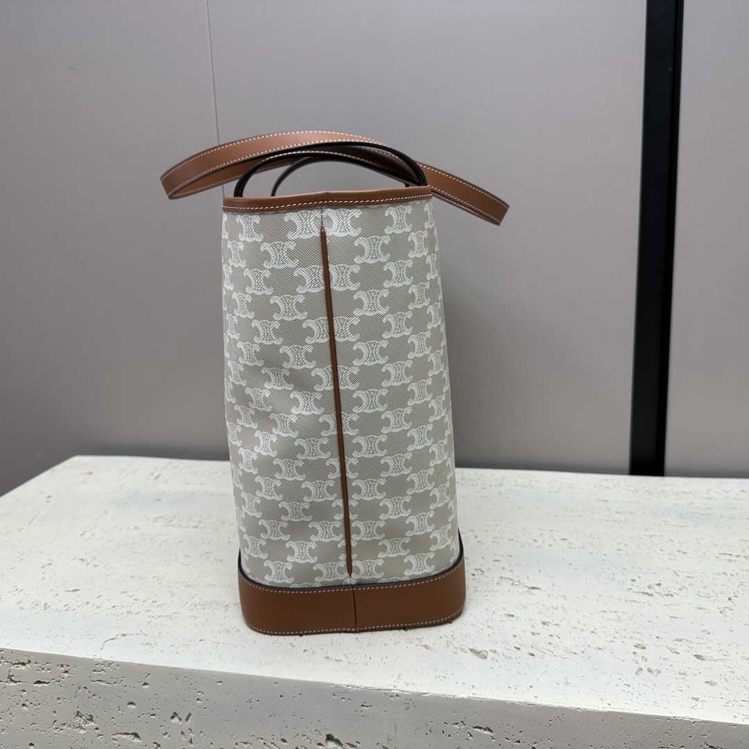 CABAS中号标志印花牛皮革手袋黄褐色12X12X6英寸31.5X31.5X16厘米本款型可装下普通屏幕