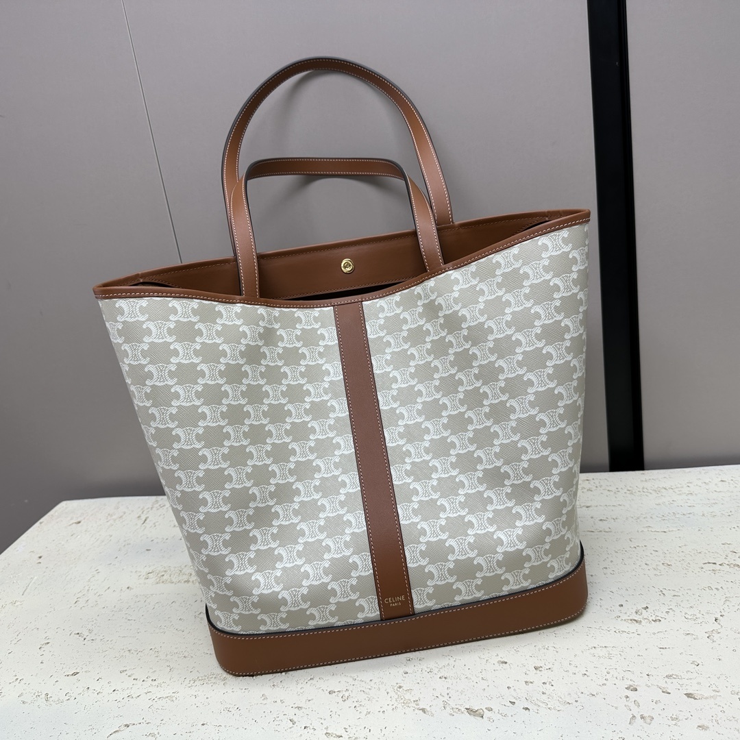 CABAS中号标志印花牛皮革手袋黄褐色12X12X6英寸31.5X31.5X16厘米本款型可装下普通屏幕