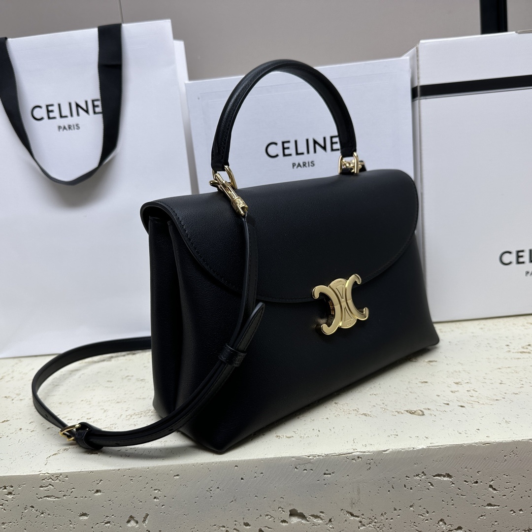 NINO中号柔软牛皮革手袋10X7X4英寸25X17.5X10厘米牛皮革羊皮革衬里金色饰面手提肩背和斜挎