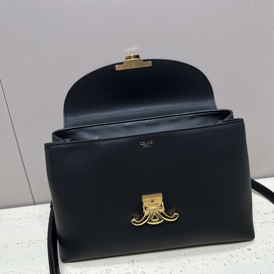NINO中号柔软牛皮革手袋10X7X4英寸25X17.5X10厘米牛皮革羊皮革衬里金色饰面手提肩背和斜挎