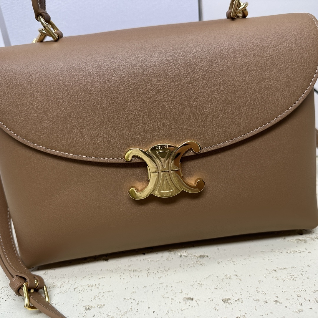 NINO中号柔软牛皮革手袋10X7X4英寸25X17.5X10厘米牛皮革羊皮革衬里金色饰面手提肩背和斜挎