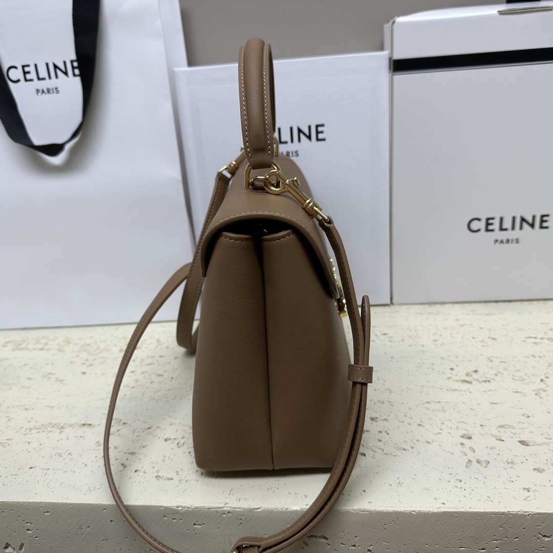 NINO中号柔软牛皮革手袋10X7X4英寸25X17.5X10厘米牛皮革羊皮革衬里金色饰面手提肩背和斜挎