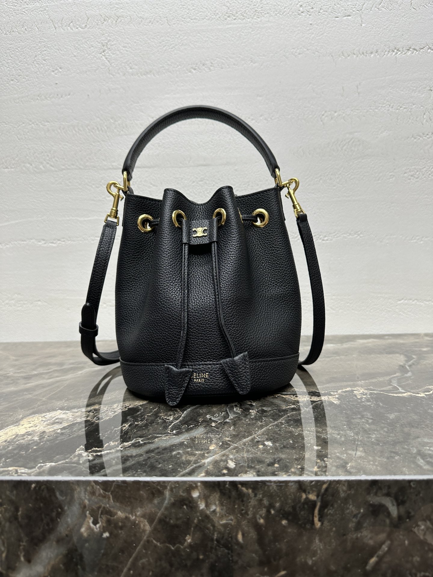 Celine Clara Bucket Bag, Drawstring Design, Dual-Color Options - 16 x 19 x 16 cm