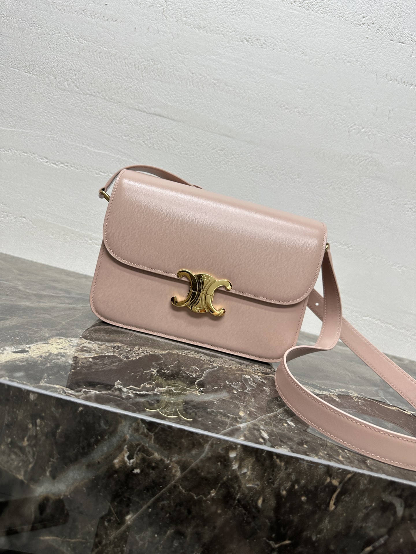 Celine Pink Logo Flap Shoulder Bag