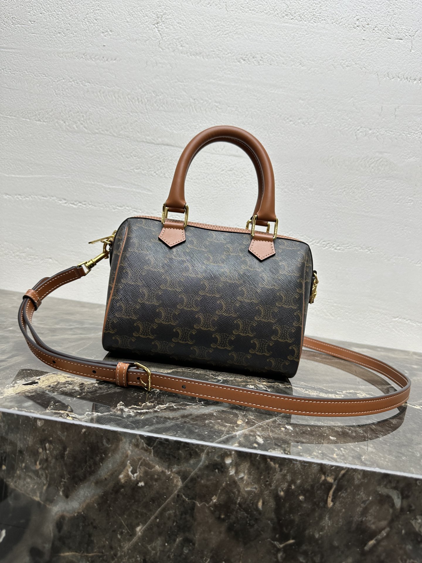 Celine Boston Bag with Adjustable Strap, 19.5 cm - Stylish and Functional