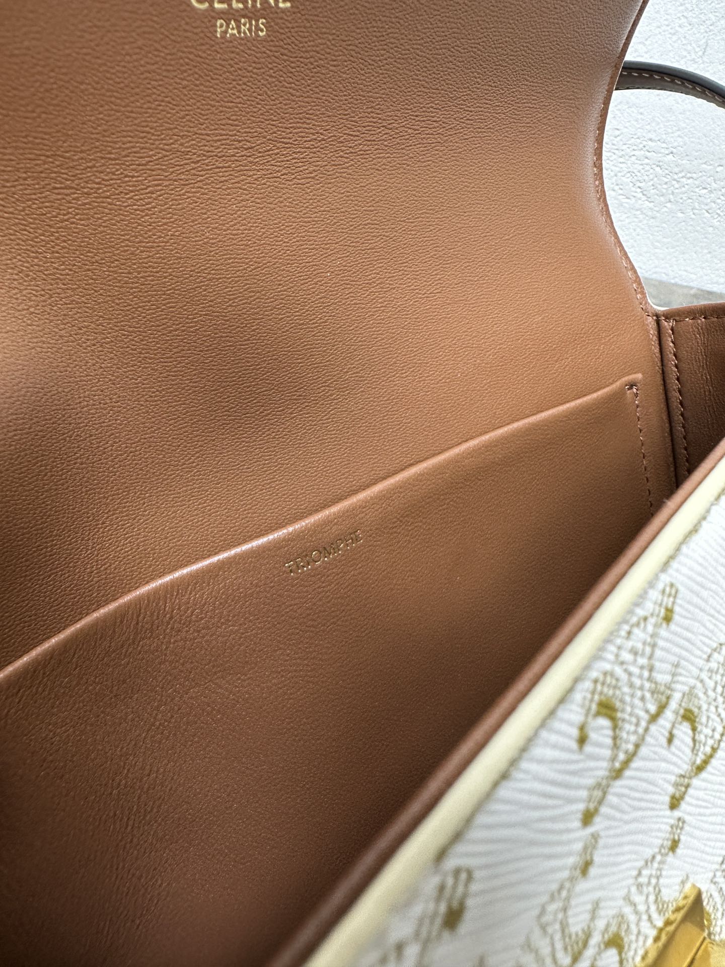 【升级全钢五金】TRIOMPHE标志印花PVC面料配皮腋下包8 X 4 X 2英寸(20 X 10 X 