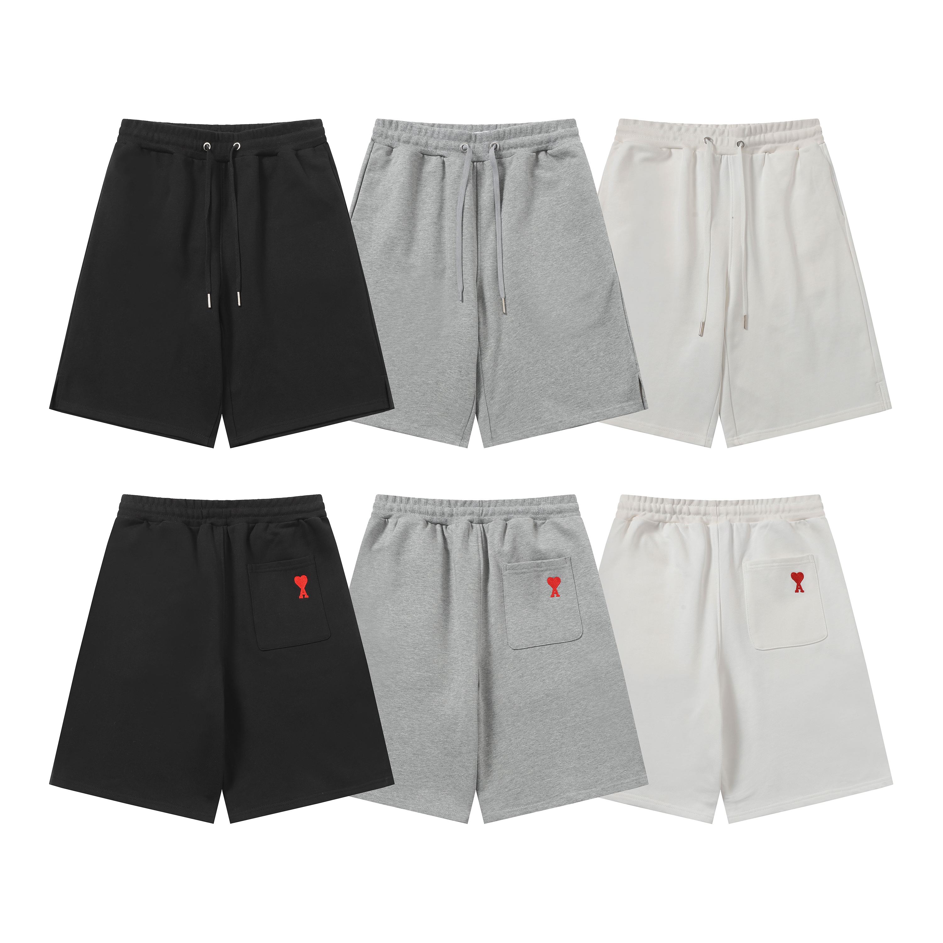 P78 款号:525 AMI春夏短裤系列~ 重磅厚实高克重 纯棉380克重毛圈 细节到位 质量过关 支持对比 S-XL 四个码数 85-200斤可穿 颜色:黑色 白色 灰色