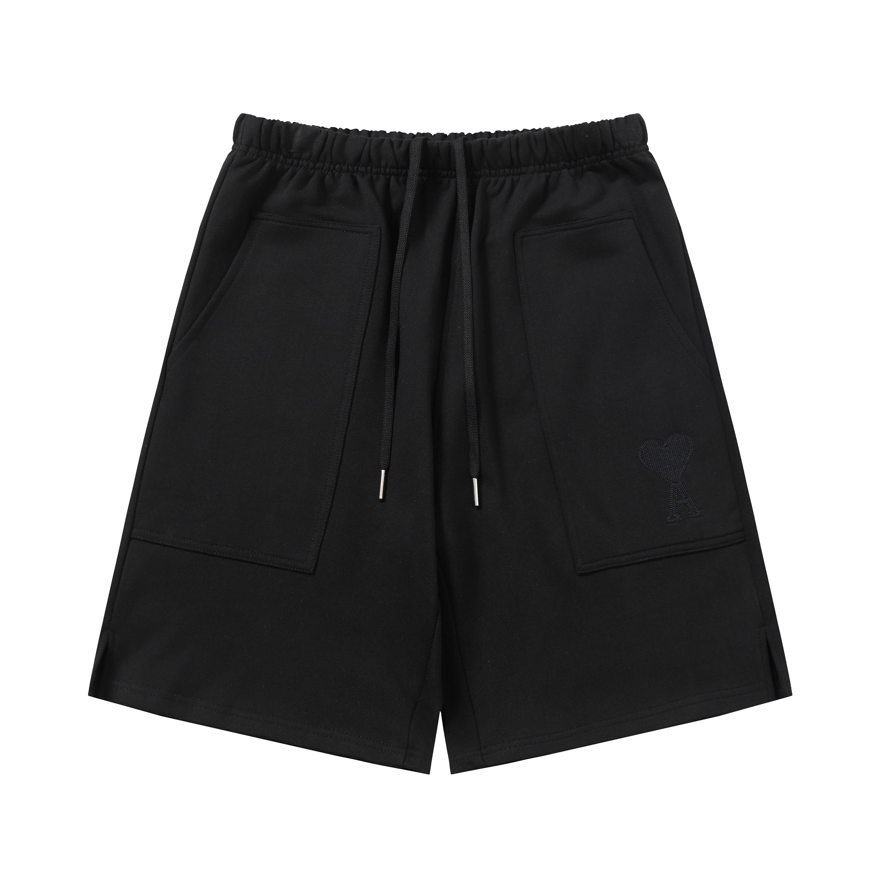 P78 款号:521 AMI春夏短裤系列~ 重磅厚实高克重 纯棉380克重毛圈 细节到位 质量过关 支持对比 S-XL 四个码数 85-200斤可穿 颜色:黑黑