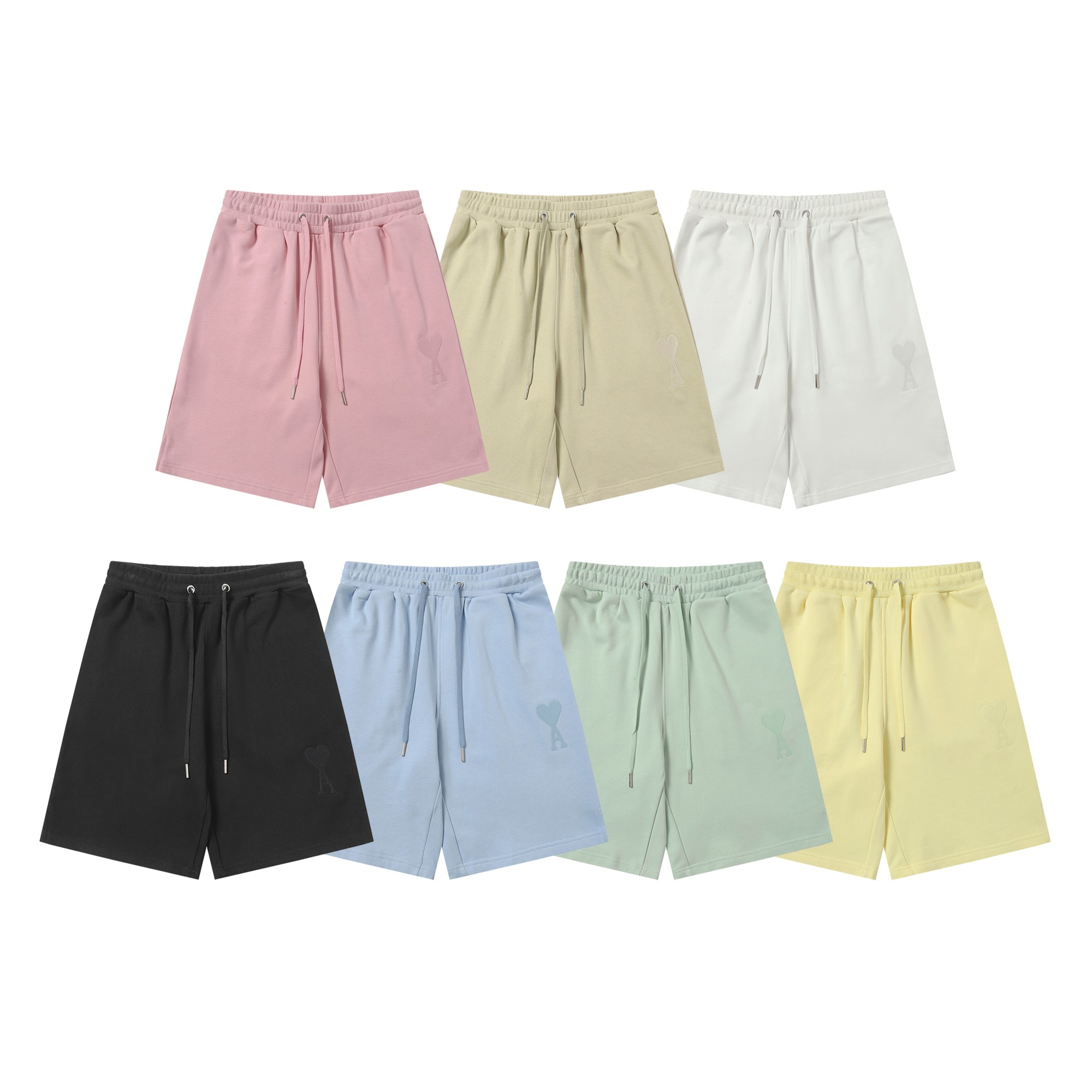 P78 款号：522 AMI春夏短裤系列~ 重磅厚实高克重 纯棉380克重毛圈 细节到位 质量过关 支持对比 S-XL 四个码数 颜色：黄色，天空蓝，苹果绿，粉色，黑色，白色，卡其色