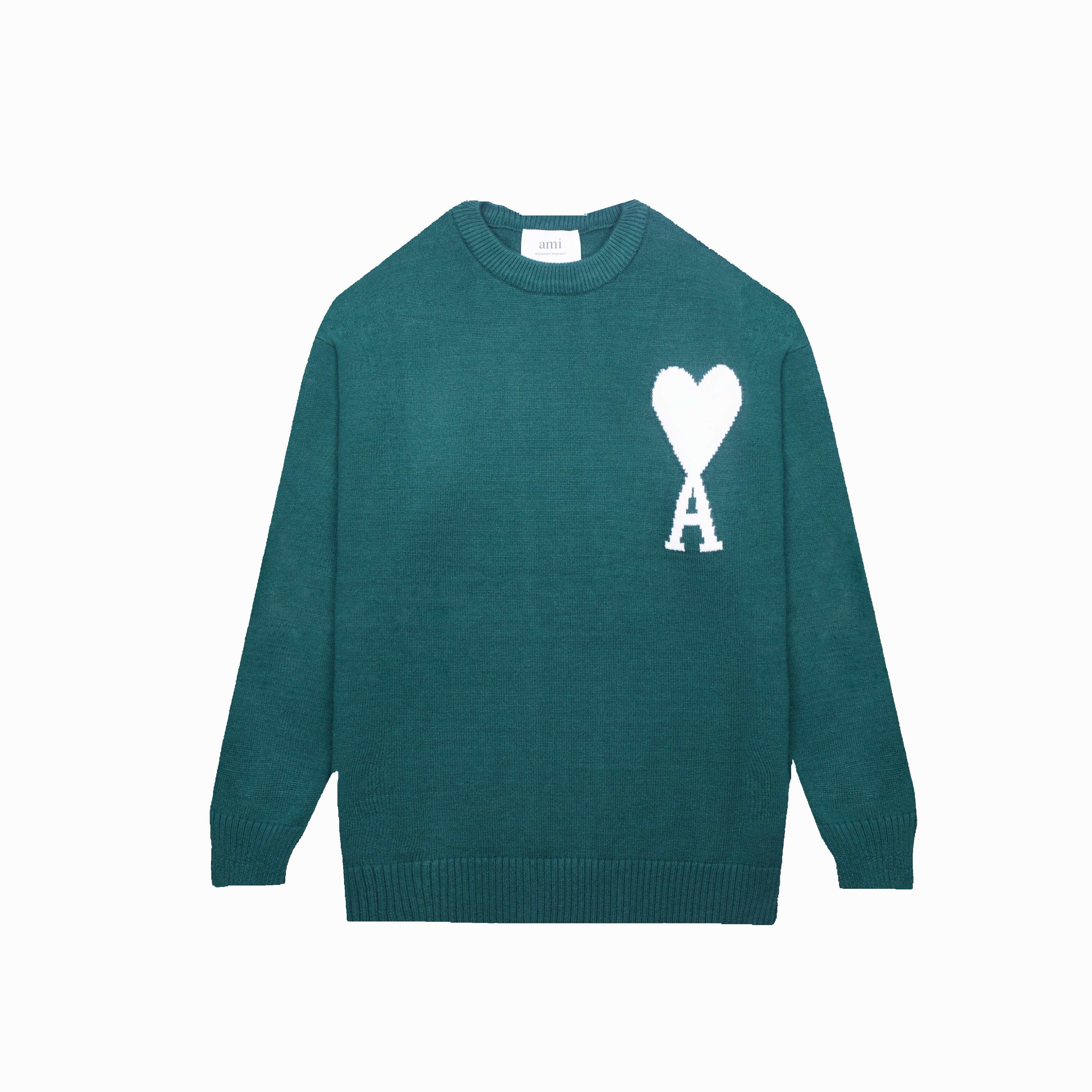 P88 款号: MQ801 AMI经典爱心系列圆领毛衣 最高版本 支持对比 颜色: 墨绿白心