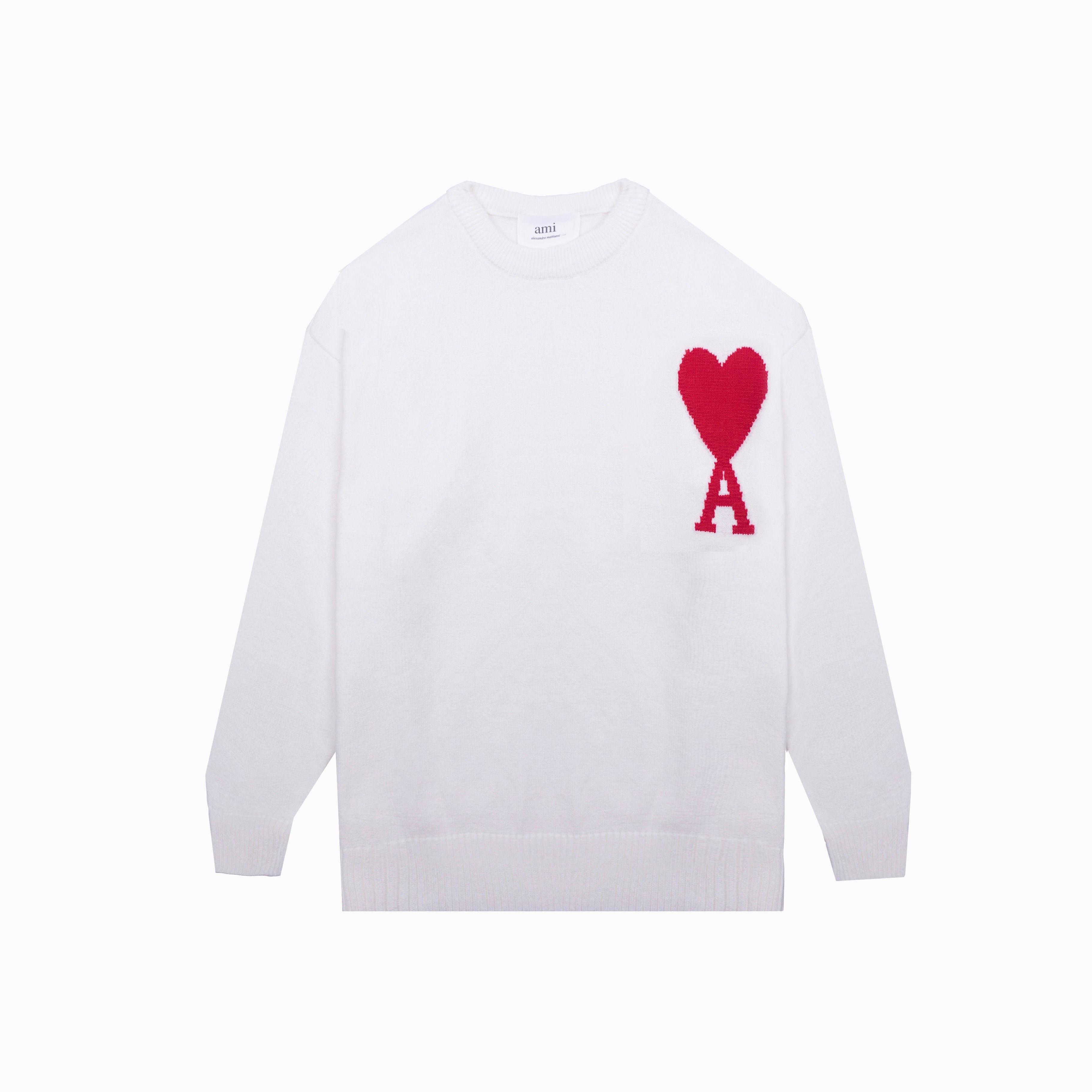 P88 款号: MQ801 AMI经典爱心系列圆领毛衣 最高版本 支持对比 颜色: 白色红心