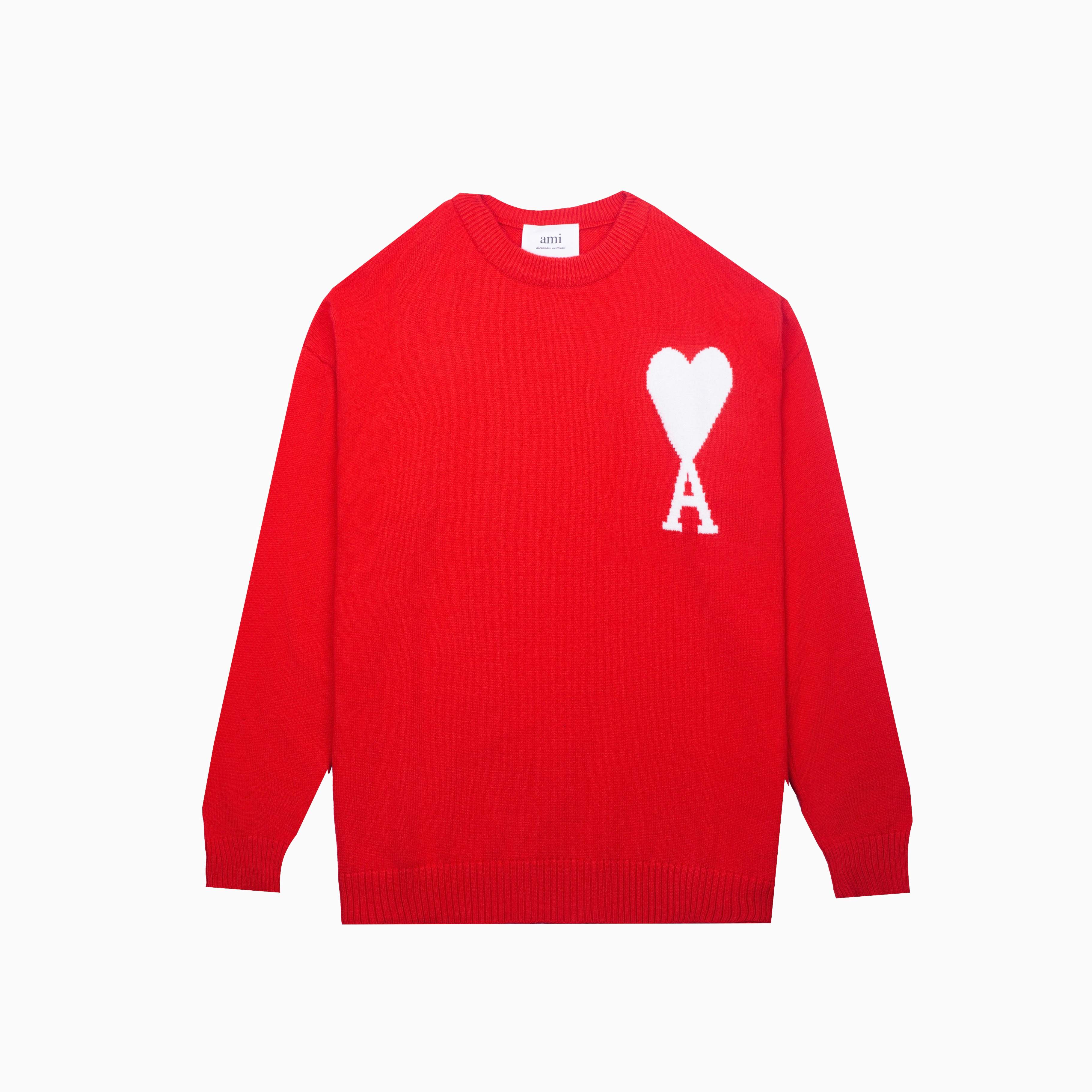 P88 款号: MQ801 AMI经典爱心系列圆领毛衣 最高版本 支持对比 颜色: 红色白心