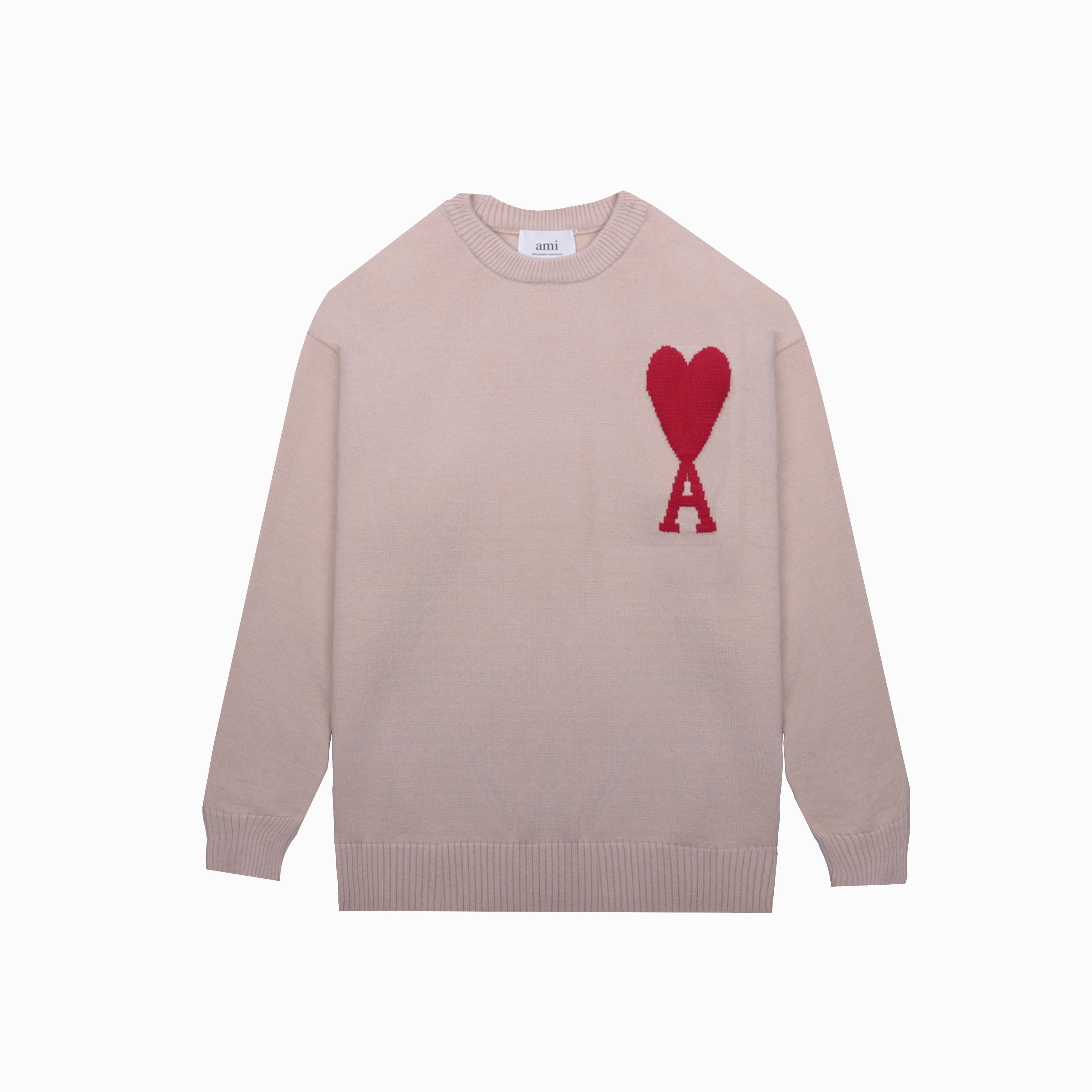 P88 款号: MQ801 AMI经典爱心系列圆领毛衣 最高版本 支持对比 颜色: 卡其红心