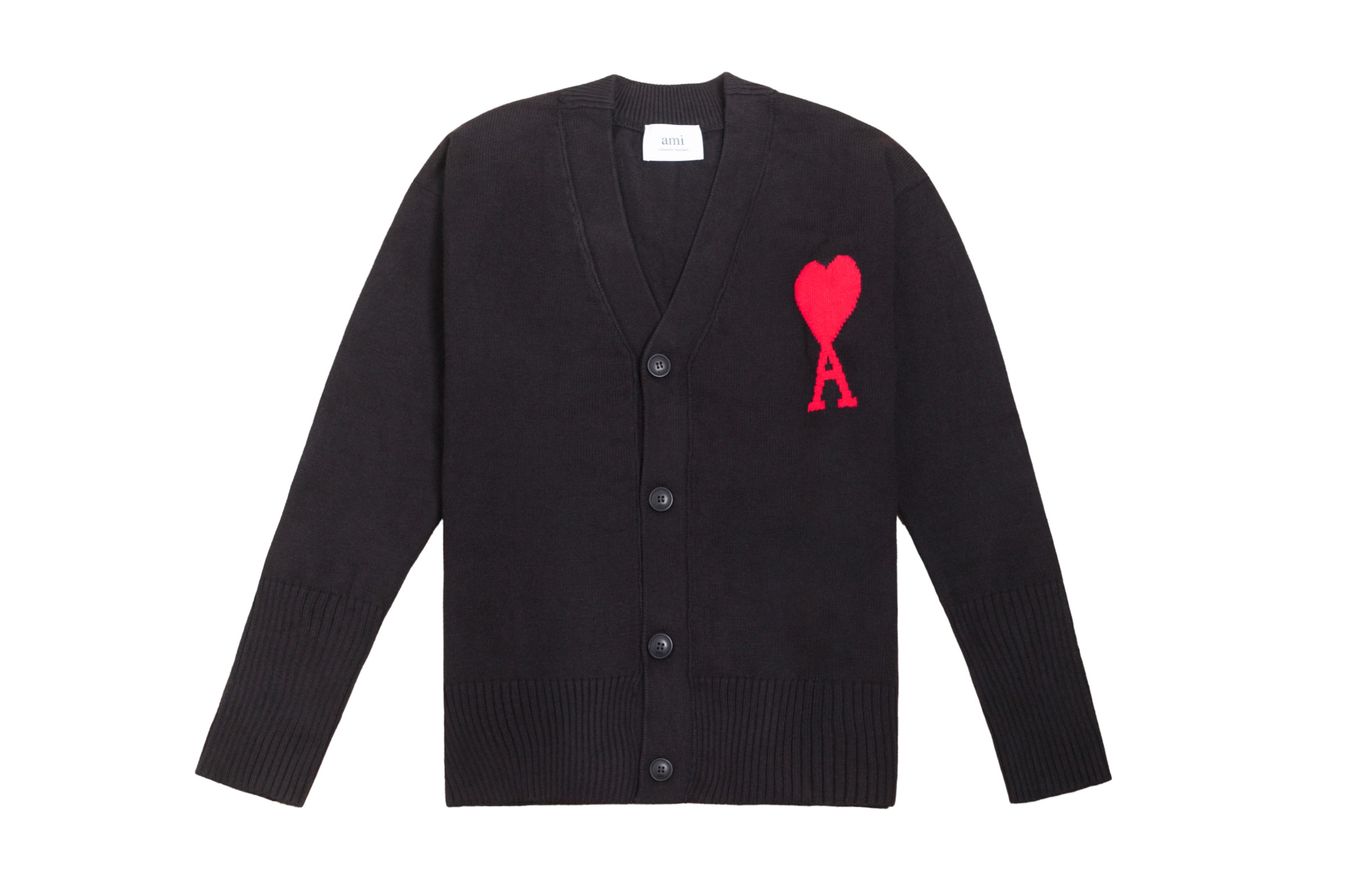 P98 款号: MQ802 AMI经典大爱心系列提花开衫毛衣 最高版本 支持对比 颜色: 黑色红心, 尺码:S-XL