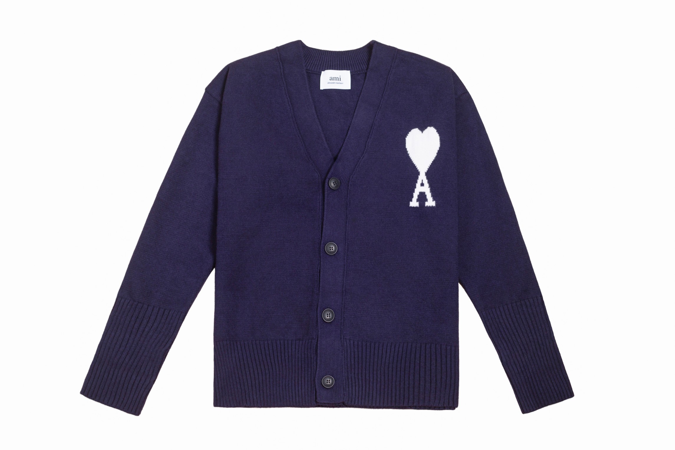 P98 款号: MQ802 AMI经典大爱心系列提花开衫毛衣 最高版本 支持对比 颜色: 宝蓝色, 尺码:S-XL